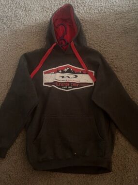 Brown Pullover Hoodie with Red Lining